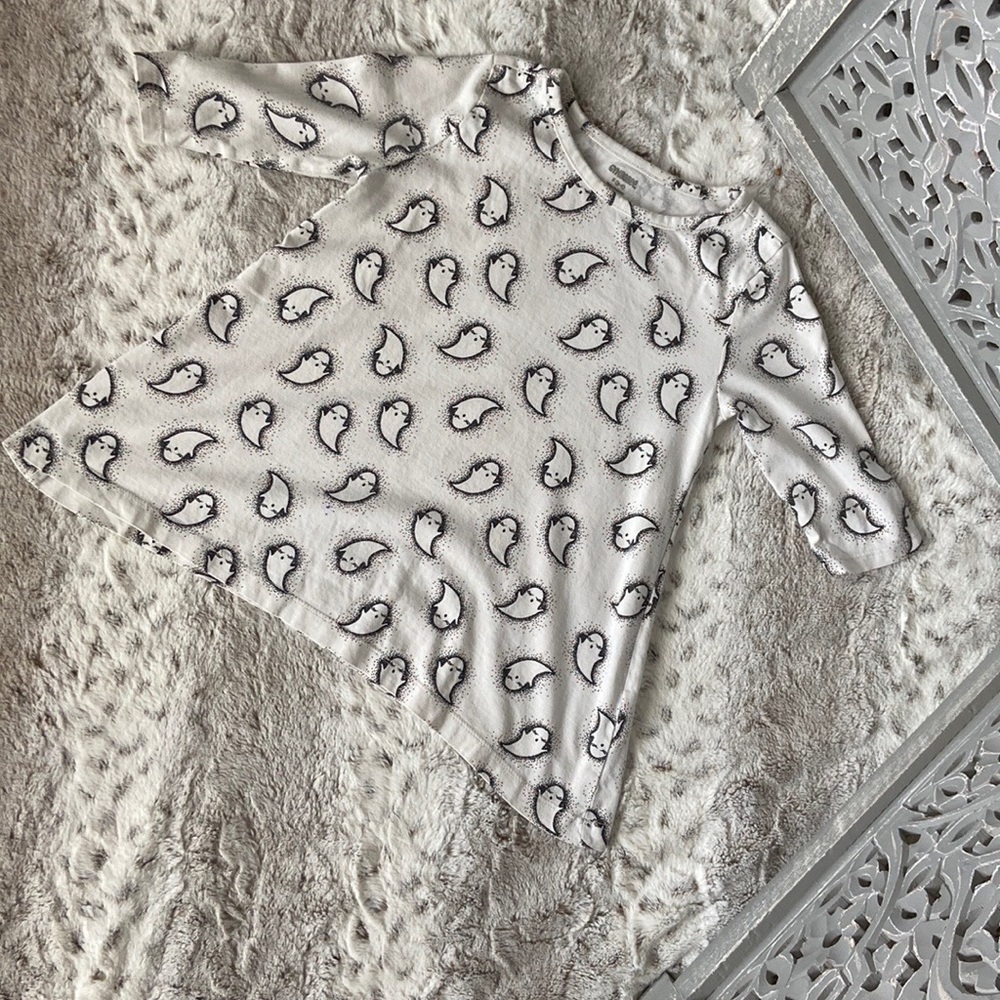 Gymboree adorable ghost shirt girls small Halloween polka dots trick or treat